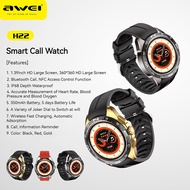 Awei H22 Bluetooth Call Smart Watch IP68 Waterproof 1.82 inch Heart Rate Blood Pressure Monitoring Smartwatch with Gravity Sensor women Men Smart watch Box