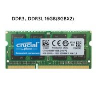 Crucial RAM 8GB 16GB PC3 12800S DDR3 1600Mhz 8gb Laptop Memory 8G DDR3L 12800S 1600MHZ Notebook Module SODIMM