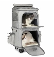 寵物手推車 貓包外出便利寵物手推車 雙層折疊手推車 32x26x61cm - 灰