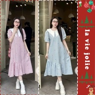 Elegant office maternity dress with loose shirt collar, fishtail shape, soft and cool fabric, youthf