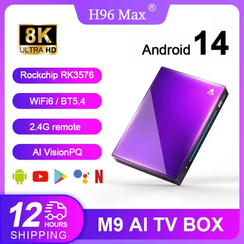 H96 Max M9 8k Ultra HD Android 14.0 AI Smart Tv Box 8-core CPU 8GB 128GB TV BOX support wifi6 BT5.4 