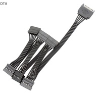 DTA 15Pin SATA/4PIN Power Supply Splitter Cable Hard Drive 1 Male To 5 Female Extension Power Cord F