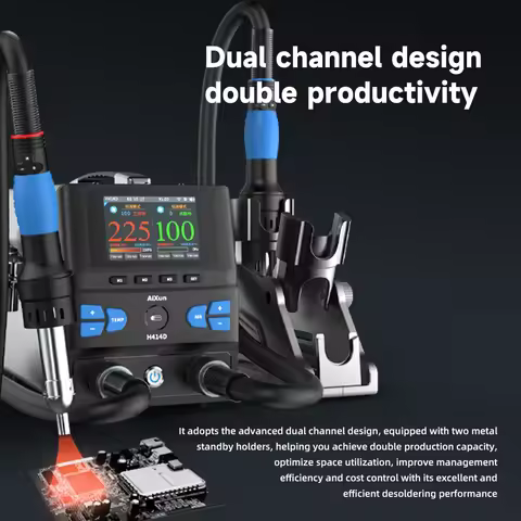 AiXun H414D 3200W Dual-Station Hot Air Soldering Station With 3.5"Large Screen Smart Dual-Mode Contr