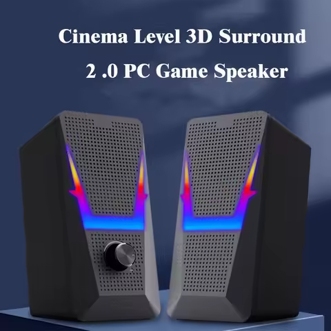 2.0 Speaker with RGB Light Subwoofer Sound Box Mini Portable Speaker for PC Gamer/Computer/TV/Phone/
