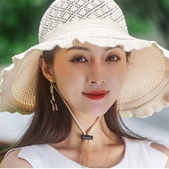 Fold Wide Brim Sun Hat Woman Summer Straw Hat Woman Beach Protection Dense Hat Women XKTYM01