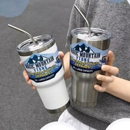 900ml Capacity Cold Storage Glass Stainless Steel Tumbler Keep The Temperature For A Long Time High-Rise Yeti Easy To Carry Plus Straw 6-12 Hours