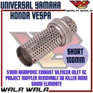 Universal 51mm Motorcycle Akrapovic Exhaust Silencer Inlet SC Project Muffler Removable DB Killer No