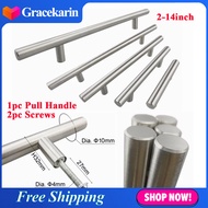 Gracekarin 2-14Inches Hollow Stainless Steel Silver T-type Drawer Cabinet Wardrobe Door Pull Handle
