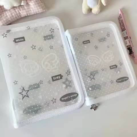 1PC A5/A6 Cute Stationery Storage Folder File PP Twill Zipper Pouch Document Bag Zip File Folder Sch