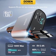 DOSEN Car Charger 120W 4 in 1 Car Fast Charger Retractable Car Charger IOS dan Type-c (Retractable M