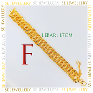 Free Cop 916 (B252GP) Emas Bangkok Adult Bracelet Curb Bangle Chain Gelang/ RantaiTangan Dewasa Bens