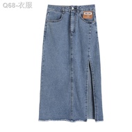 💥วันนี้ส่งของ💥S-5XL กระโปรงยีนส์สาวอวบ Net red plus size fat mm side slit denim skirt 2021 new smal