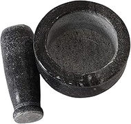 URBAN BANIYA Granite Handmade for Medicine Herb Crusher/Imam Dasta/Mortar and Pestle Set/Ohkli Musal/Kharal/Idi Kallu/Khal Musal/Khalbatta/Spice Grinder- Black