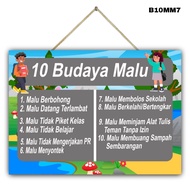Hiasan dinding poster 10 BUDAYA MALU gantungan dinding kelas edukasi sekolah SD paud smp