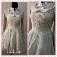 dress liz lisa strip putih hijau