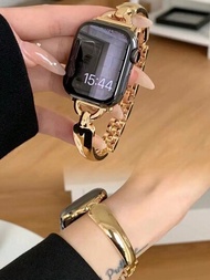 1入組金色女士手鐲Apple Watch手帶，法式精美設計，與Apple Watch第12 3 4 5 6 7 8 9系列，SE相容，豪華金屬手帶，無需工具即可輕鬆安裝和拆卸，適用於38毫米，40毫米，41毫米，42毫米和44毫米