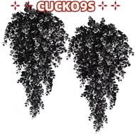 CUCKO9S Artificial Vines Plants, UV Resistant Plastic Leaf Hanging Plants,  Eucalyptus Leaf Black DI