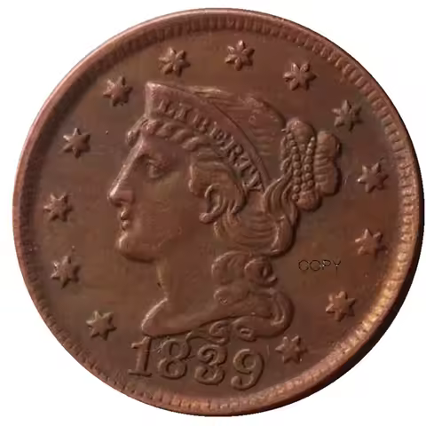 USA 19 Dates to Choose 1839 - 1857 1 Cent Braided Hair Cent / Liberty Head Copper Copy Decorate Coin
