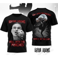 Men T Shirt New Rock Band Bryan Adams 2025 Tour Roll 3D Print T-shirt Men Women Fashion Casual Short