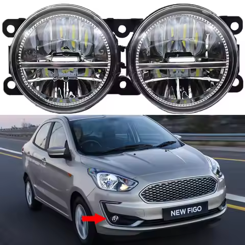 Car-Styling Front Foglight FogLamp For Ford Figo KA + Figo 2015 2016 2017 2018 2019 9-Pieces Led Fog