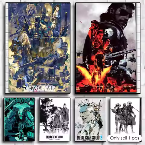 Reto Stealth game M-Metal Gear Solid Poster Self-adhesive Painting with prints Home bedroom living r