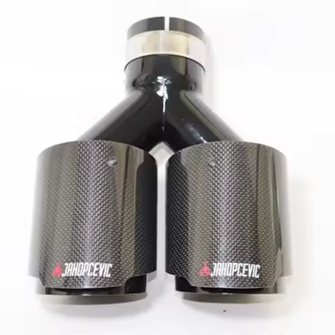 1Piece Exhaust Tip Real Carbon Fiber Black Stainless Steel Double Tail End Pipe Exhaust System for A