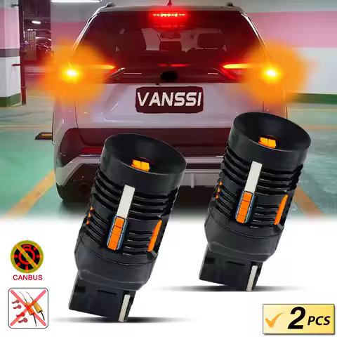 2Pcs T20 7440 7440NA Wy21w LED Amber Yellow Turn Signal Light Built in Resistor Anti Hyper Flashing