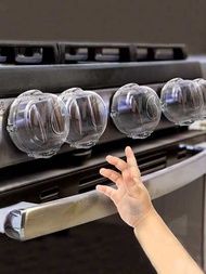 5入組透明防熱兒童護理爐頭旋鈕蓋,兒童廚房安全防護爐具烤箱鎖