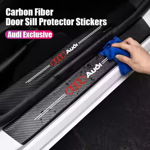 4Pcs Carbon Fiber Car Door Edge Sill Protector Strip 3D Stickers For Audi A3 8V 8P S3 A5 A6 C7 C6 S5
