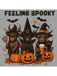 1pc/2pcs/3pcs Feeling Spooky Witchy Cows Pumpkin Patches Pattern Iron On Transfer Stickers For T-Shi