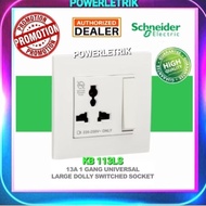 SCHNEIDER VIVACE KB 113LS 13A 1GANG UNIVERSAL LARGE DOLLY SWITCH SOCKET - WHITE