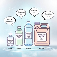 Distilled Water H₂O – Solvent, Battery, Lab, Cosmetic, Industrial Use | 100 ML / 500 ML / 1 L / 5 L