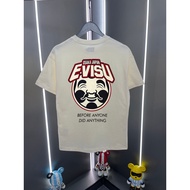 EVISU/God of Fortune 2026 Classic Round Neck Short-Sleeved T-Shirt Men Women Style Daily Co-Branded 