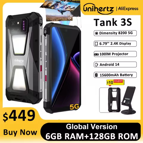Unihertz tank 3s 8849 powered smartphone with projector 24/32GB 256/512GB Dimension 8200 cellphone 1