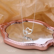 Clavicle Chain Light Luxury Sweet Necklace Yongyi Interlocking Heart-Shaped Silver Jewelry All-Match