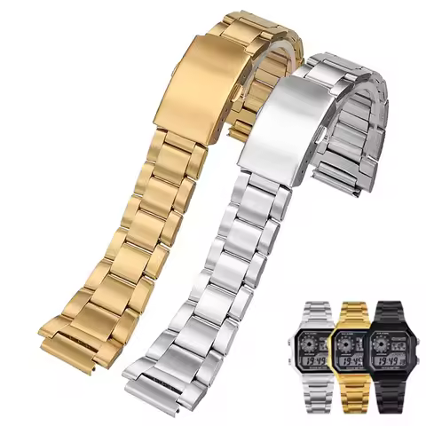 Stainless Steel Strap for Casio AE1200/1300 A159W-N1 A158 A168 F91W AQ-230 Series Unisex ultra-thin 