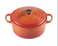 (全新,黑琺瑯內鍋) Le Creuset 22cm big logo collection 紀念版 圓形琺瑯鑄鐵鍋 22厘米 Flame 火燄橘