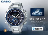 CASIO 卡西歐 手錶專賣店 國隆 EDIFICE ECB-800D-1A 雙顯智慧型手機連接男錶 不鏽鋼錶帶 灰色格