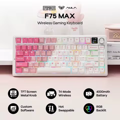 F75 MAX(EPOMAKER X AULA )75% ANSI US Layout Tri-mode Wireless Mechanical Gaming Keyboard with Metal