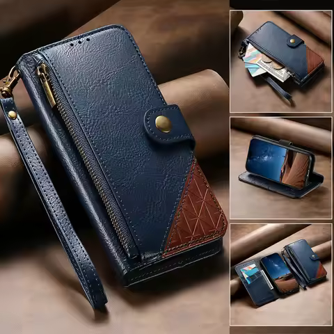 Luxury Case Zipper Wallet Funda for Oneplus 15R One Plus 15 Ace 6T 6 5G 360 Protect Leather Book Pho