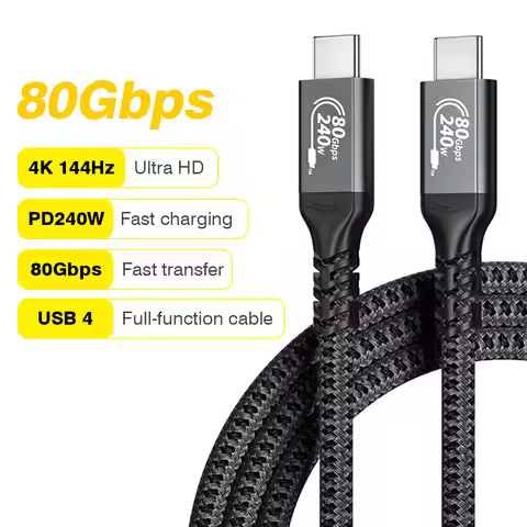 USB4 Cable 80Gbps/20Gbps 240W 4K 144Hz Type C Fast Charging Thunderbolt 3 USB 4.0 USB C to C Data Tr