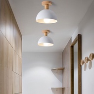 Modern Led Ceiling Light With Solid Wood Accent And E27 Bulb, Industrial Light With Iron Lampshade F