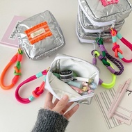 CH* Durable Waterproof Sanitary Pad Case With Silver Bowknot Detail Compact Cosmetic Pouch