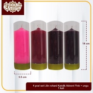 UNGU LILIN 4 pcs/set Advent Candles - Pink + purple Advent Candles 1 catti