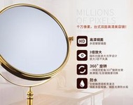 金色鏡 桌上 立鏡 全銅 復古 歐式 化妝鏡 雙面三倍放大 立桌 鏡子20公分鏡子 雙面鏡 古典鏡 銅鏡 復古道具 圓鏡