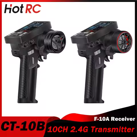 HOTRC 10CH 2.4G CT-10B Transmitter Remote Control Radio System F-10A Receiver Voltage Return PWM for