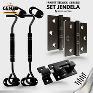 Genzo One Set of Window Wind Rights, Thick Hinges, Jumbo Latch, Complete Bolts