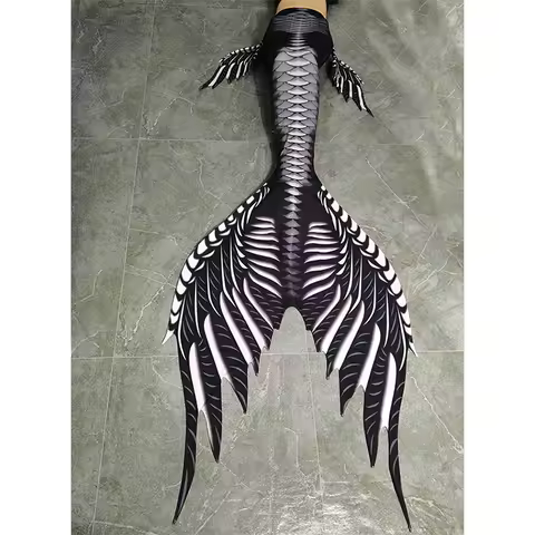 2025 New Design Halloween Fish Mermaid Skin Skeletion Decoration Dress Tail For SSI PADI Diving Fish