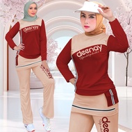 Setelan Olahraga Wanita Kombinasi Rok Celana Cargo Sporty Deenay Set Training Viral Oneset Joging Ru