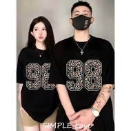 Leopard print number 98 Couples Loose top men's T-shirt Short Sleeve top oversize T-shirt 6.25 (12 H